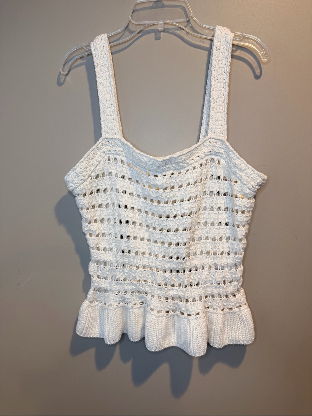 J. Crew White Crochet Peplum Camisole